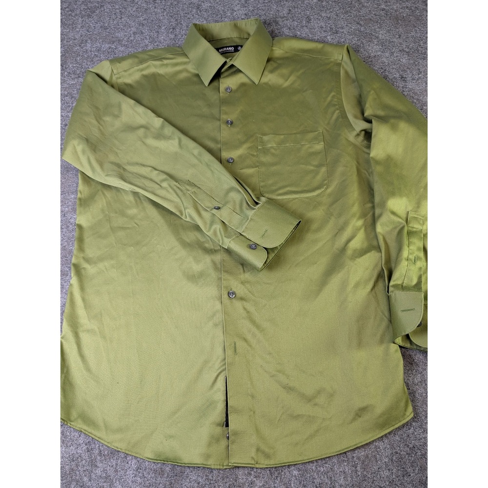 Murano Mens Dress Shirt Olive Green Long Sleeve Button Down 16 33 Cotton Blend